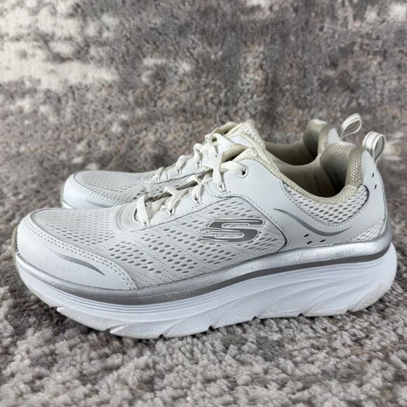 Skechers Womens Size 9.5 Leather SN 149023 Lace White Sneakers Relaxed Fit Shoes - Picture 6 of 10